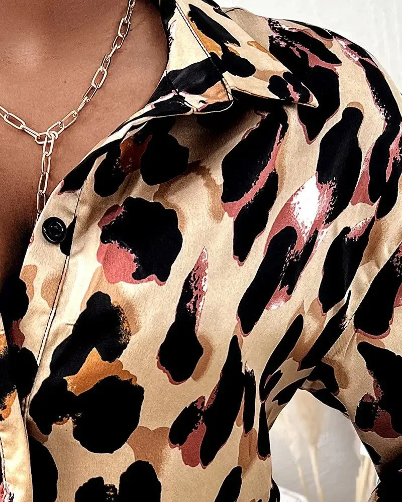 Deanwangkt - Leopard Print Long Sleeve Button Down Shirt - Deanwangkt