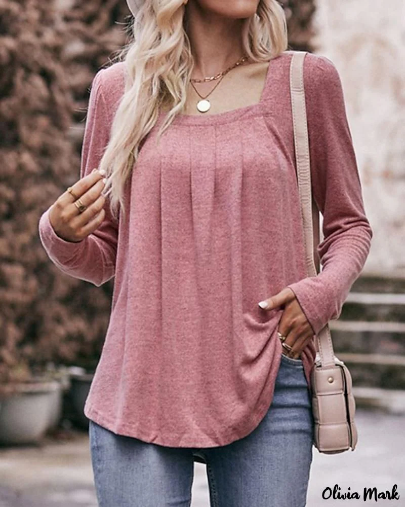 Deanwangkt - Square Neck Ruched Long Sleeve Top - Deanwangkt