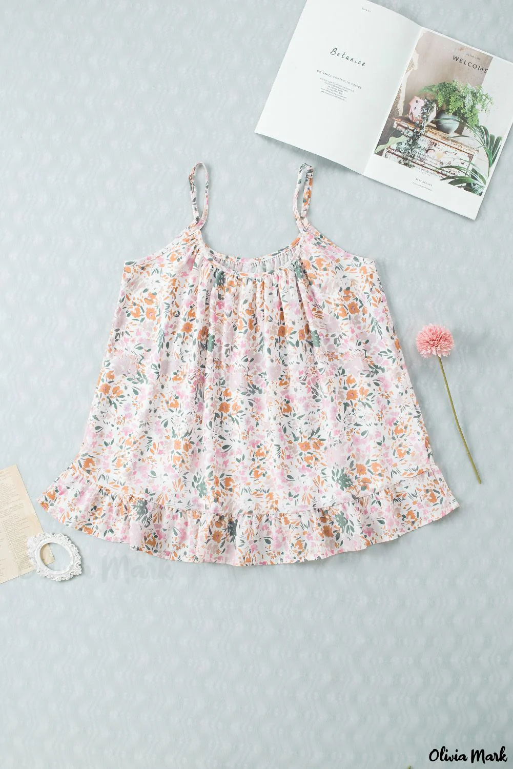 Deanwangkt - Floral Tie Neck Long Sleeve Crinkle Blouse - Deanwangkt