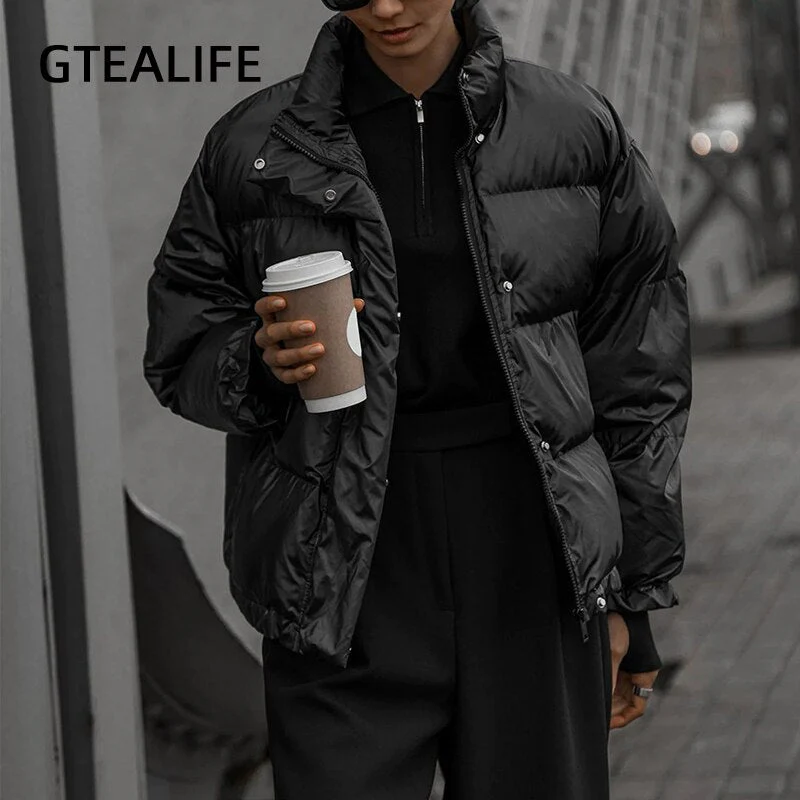 Christmas Gift  Black Street Style Solid Puffer Jacket Women Winter Clothes Casual Zipper Button Warm Bubble Coats Parkas Outerwear - Deanwangkt