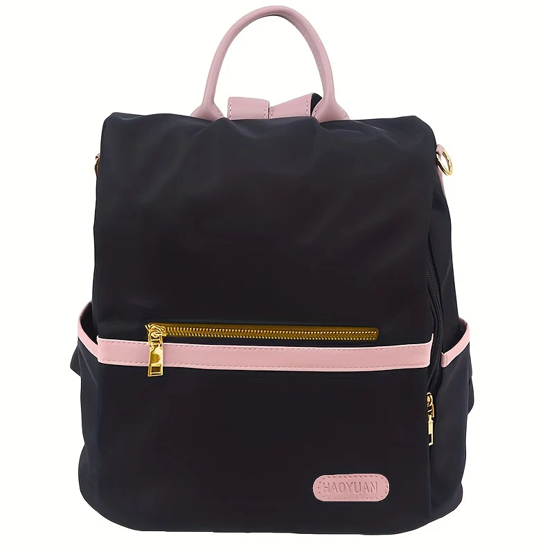 Casual Colorblock Zipper Backpack, Zipper Versatile Rucksack, Women's Travel Storage Bag - Deanwangkt