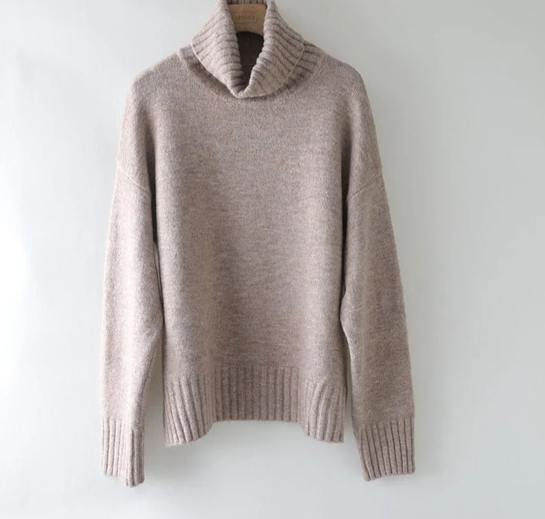 Christmas Gift autumn Winter casual cashmere oversize thick Sweater pullovers Women loose Turtleneck women's sweaters jumper - Deanwangkt