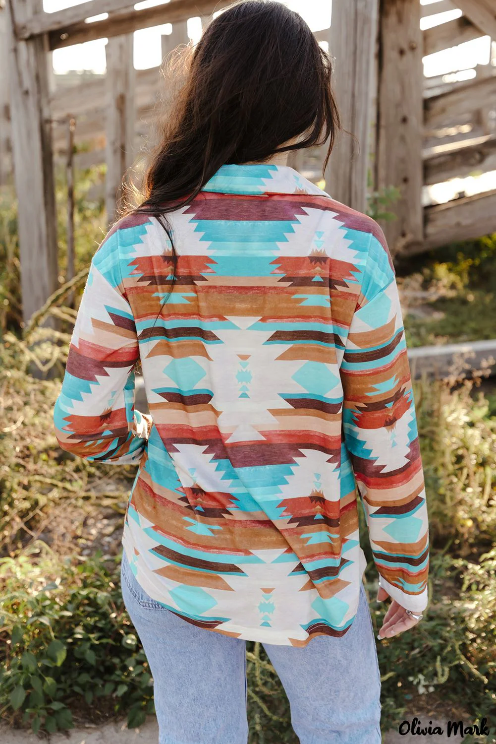 Deanwangkt - Multicolor Aztec Print Long Sleeve Shirt With Button Chest Pocket - Deanwangkt