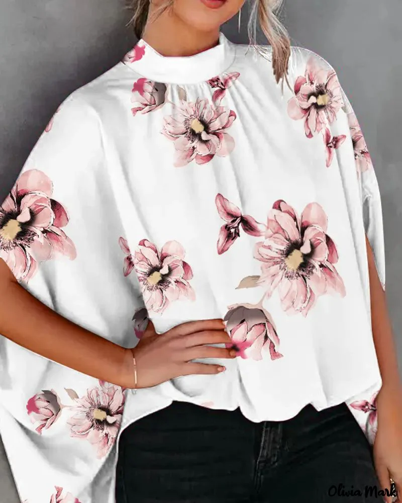 Deanwangkt - Relaxed Batwing Sleeve Floral Print Top - Deanwangkt