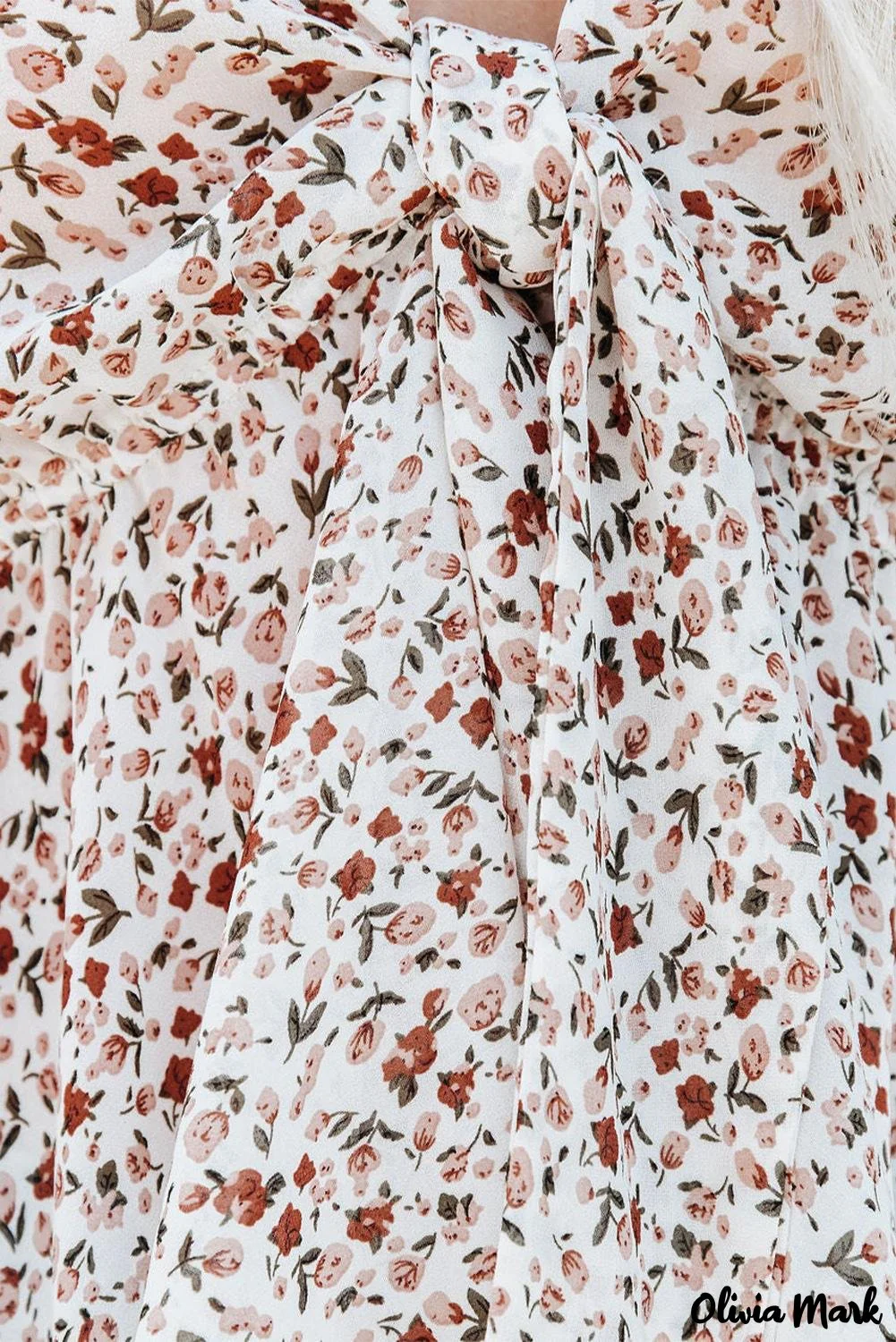 Deanwangkt - Brown Floral Ruffle Long Sleeve Blouse - Deanwangkt