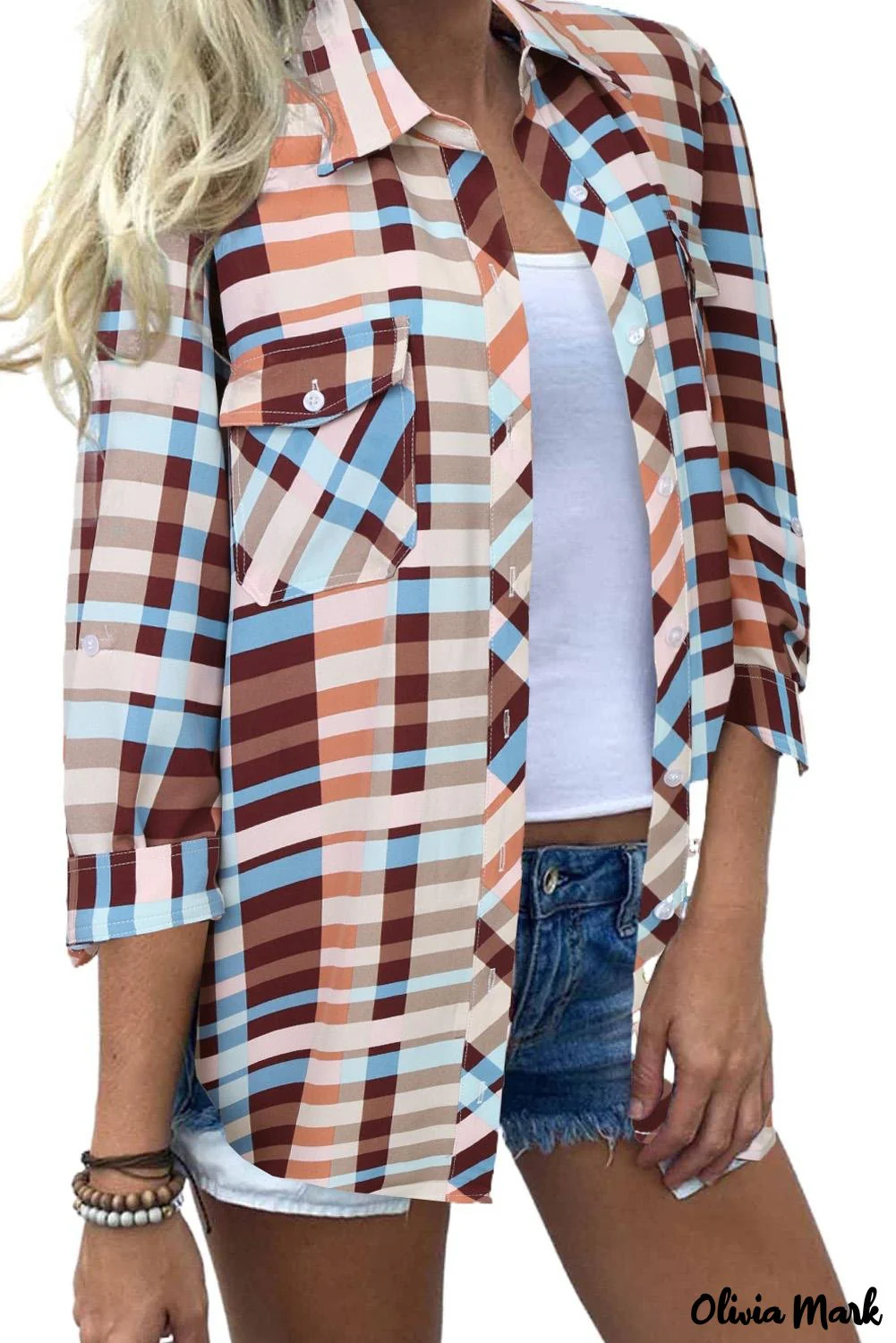 Deanwangkt - Multicolor Plaid Long Sleeve Pocket Shirt - Deanwangkt