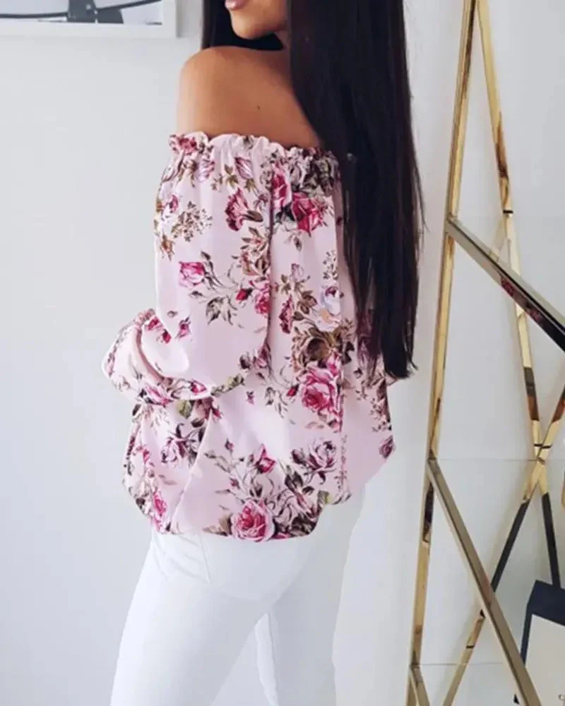 Deanwangkt - Floral Print Off The Shoulder Loose Blouse - Deanwangkt