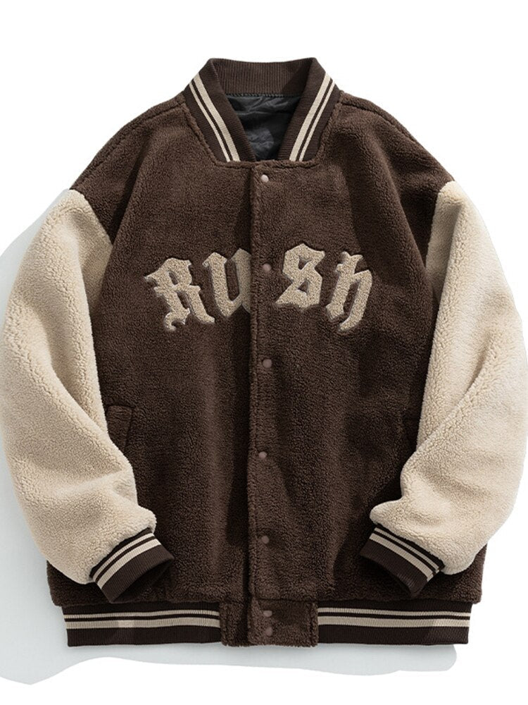 Black Friday Sales Women Parker Fashion Baseball Jacket Jacket Autumn Winter American Embroidered Imitation Lamb Wool Couple's Cotton Jacket - Deanwangkt