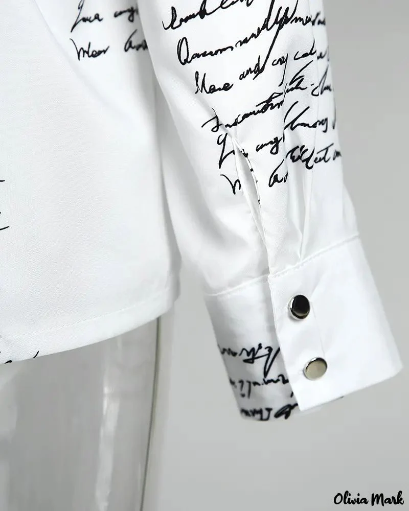 Deanwangkt - Casual Letter Print Long Sleeve Shirt - Deanwangkt