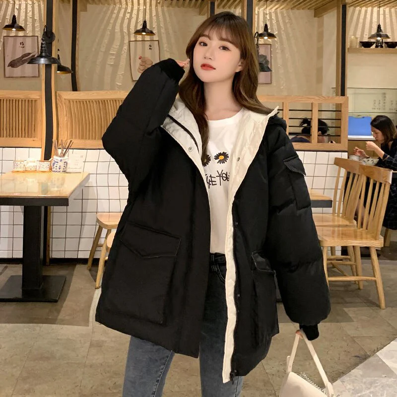 Christmas Gift Deanwangkt New Winter Clothes Korean Version Loose Winter Mid-length Coat Down Padded Coat Padded Jacket Women's Thick Padded Jacket - Deanwangkt