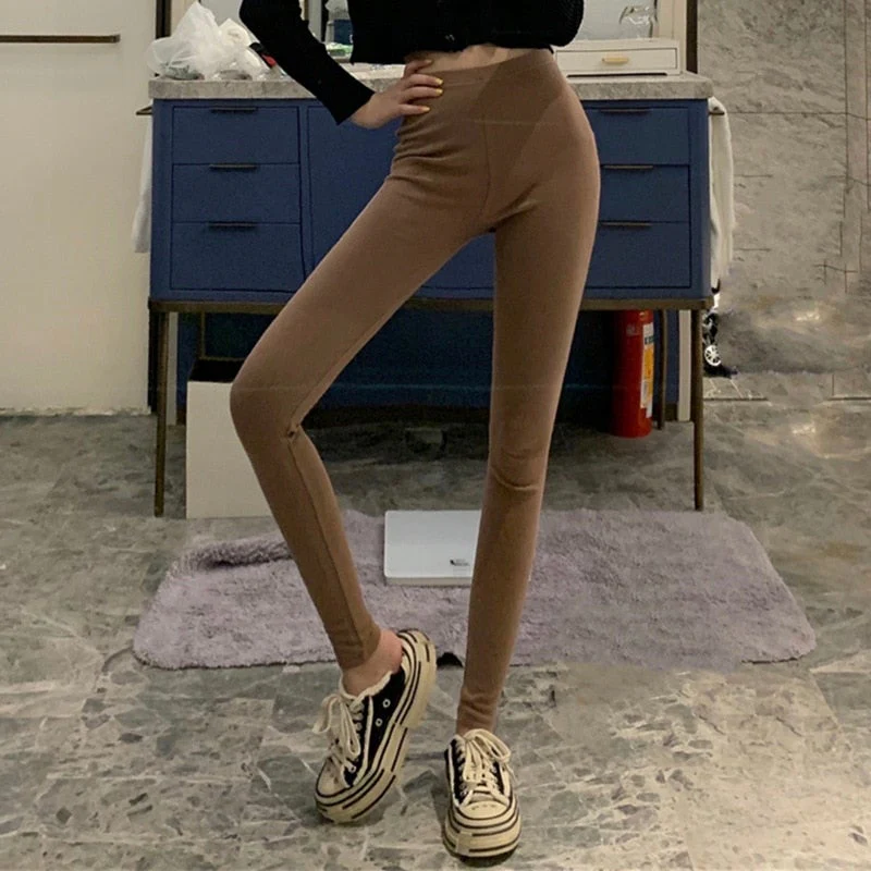 Christmas Gift Deanwangkt New Spring Autumn Woman Leggings Elasticity Push Up High Waist Thrilling Fitness Lady Slim Wild Jeggings Le22116 - Deanwangkt