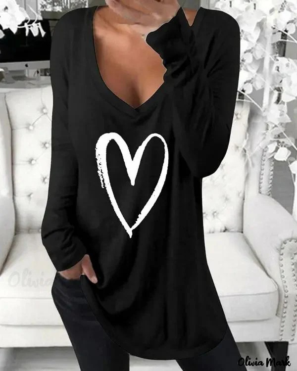 Deanwangkt - Heart Print Long Sleeve Blouse - Deanwangkt