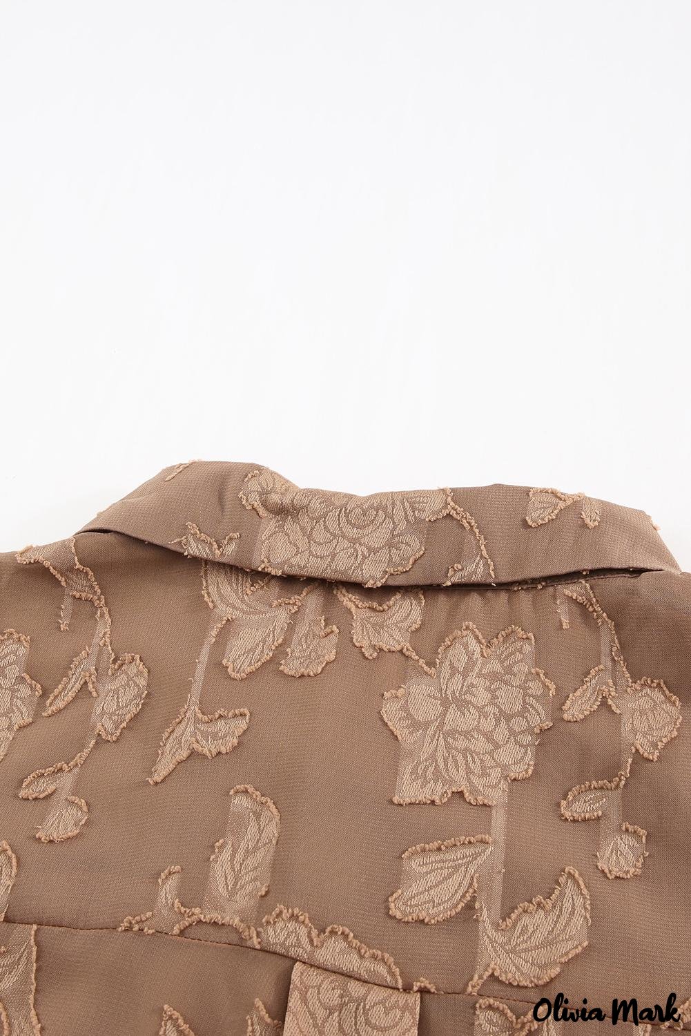 Deanwangkt - Brown floral textured shirt with collar and collar - Deanwangkt