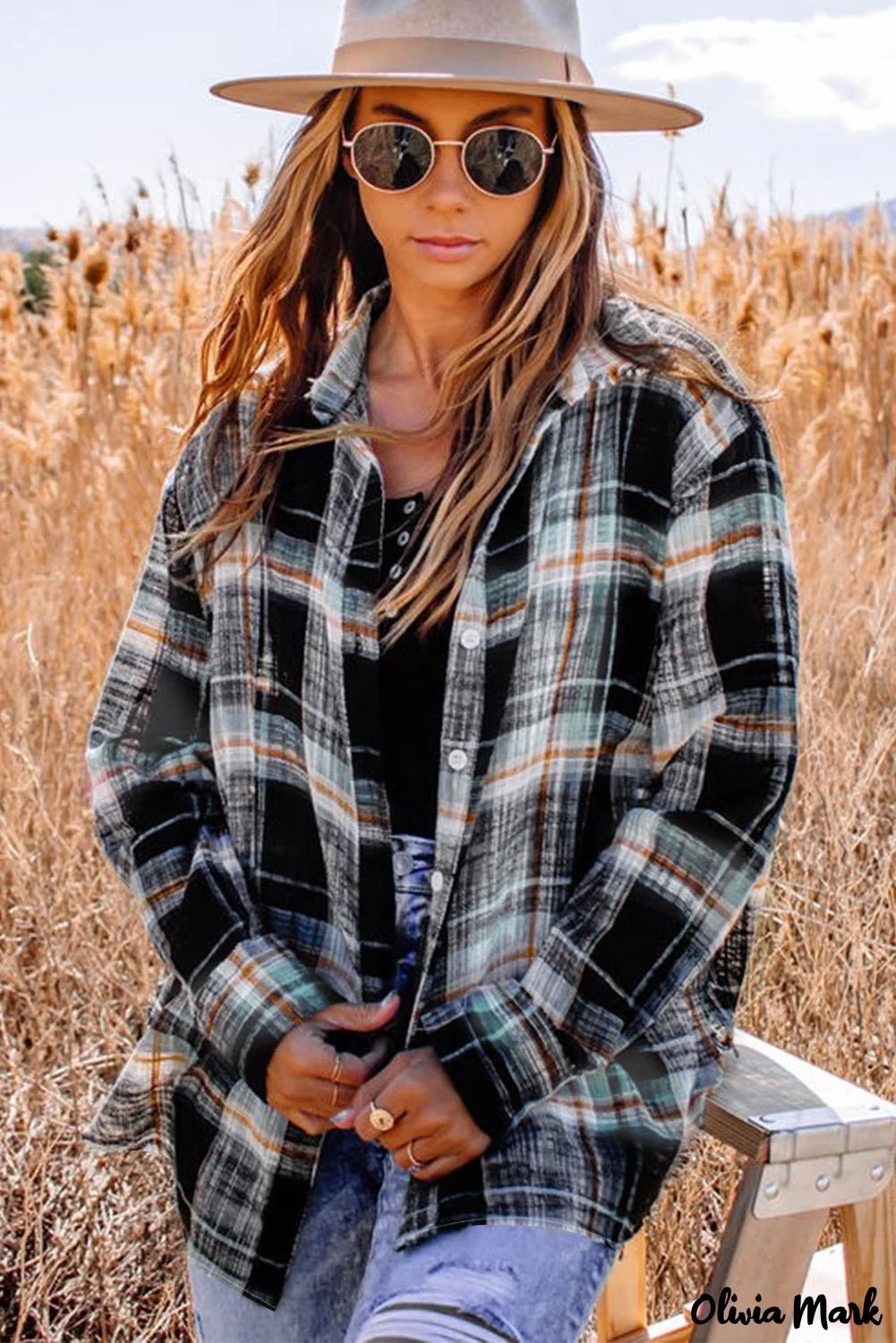 Deanwangkt - Long Sleeve Plaid Button-Up Shirt - Deanwangkt