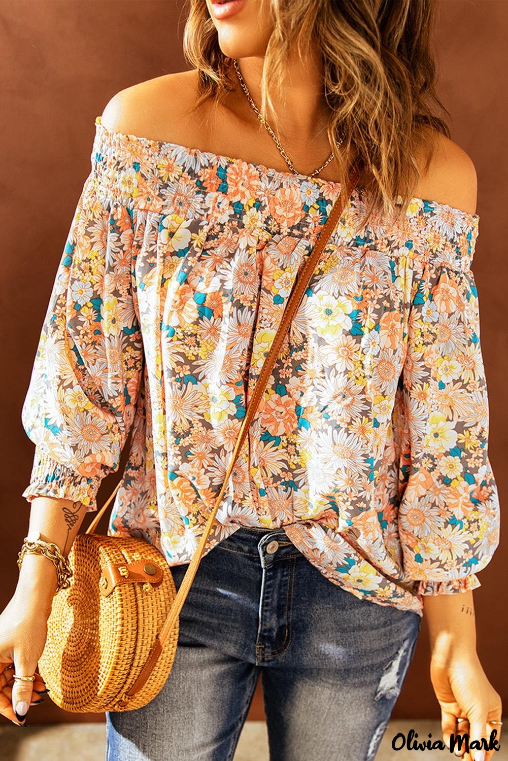 Deanwangkt - Floral Smocked Off Shoulder Top - Deanwangkt