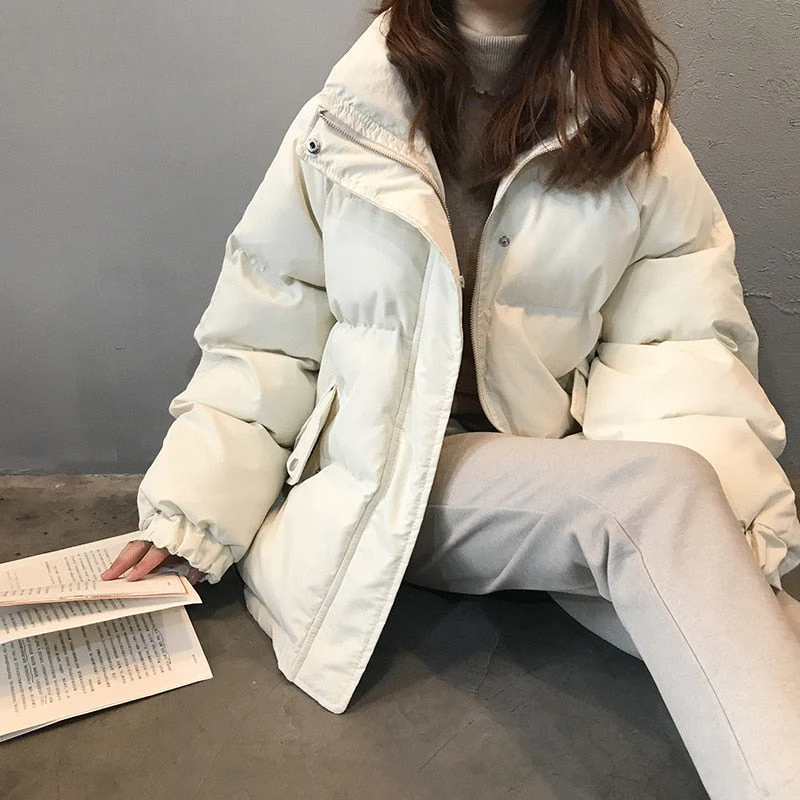 Christmas Gift Deanwangkt New Winter Women's Jacket Coat Korean Style Beige Padded Puffer Parkas Casual Pink Ropa Mujer Invierno Clothes for Women - Deanwangkt