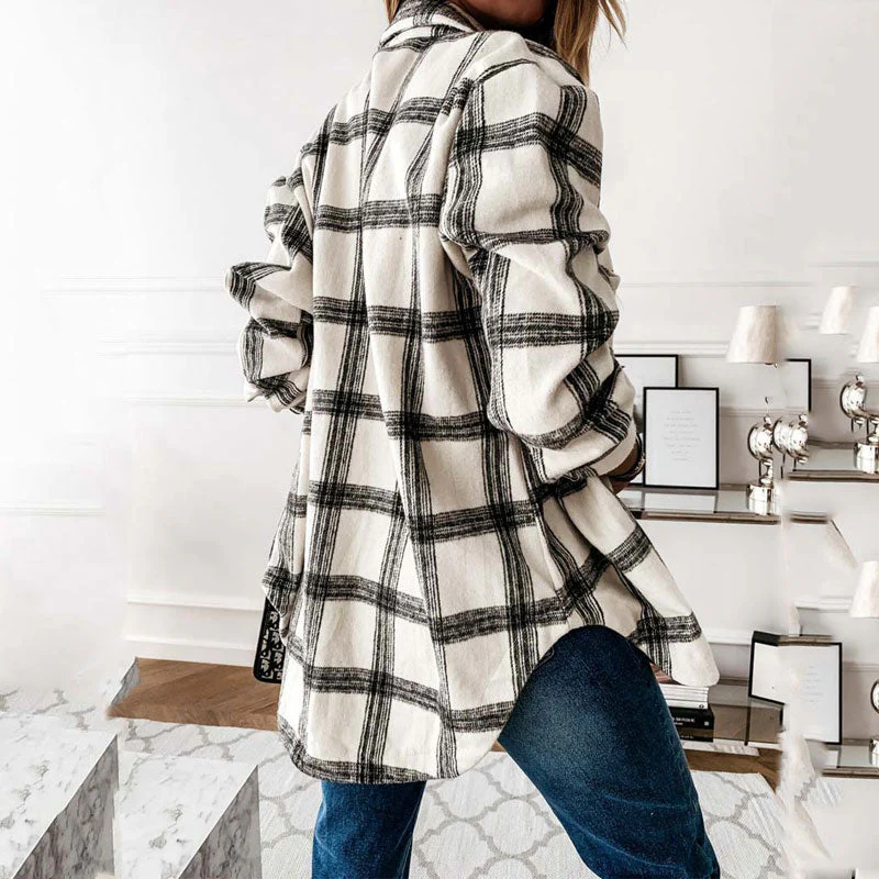 Christmas Gift Autumn Plaid Jacket Women Overshirt Loose Winter Checkered Jacket Female Long Sleeve Shirt Jacket For Women Deanwangkt - Deanwangkt