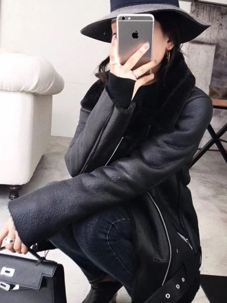 Black Friday Sales Winter Coats Women Thick Faux Leather Fur Sheepskin Coat Female Fur Leather Jacket Aviator Jacket Casaco Feminino - Deanwangkt