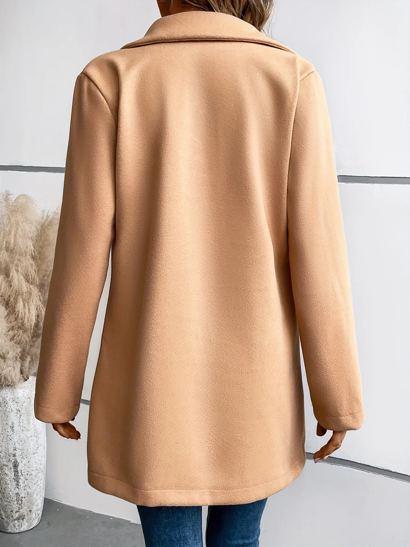 deanwangkt-1  Belted Double Breasted Pocket Trench Coat, Casual Lapel Neck Long Sleeve Coat, Women's Clothing - Deanwangkt