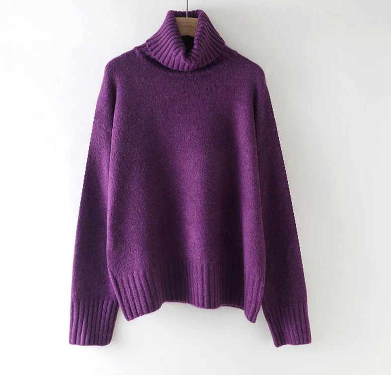 Christmas Gift autumn Winter casual cashmere oversize thick Sweater pullovers Women loose Turtleneck women's sweaters jumper - Deanwangkt