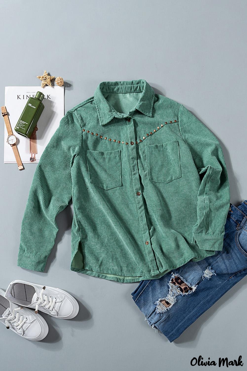 Deanwangkt - Beige corduroy buttoned long sleeve shirt with pockets - Deanwangkt