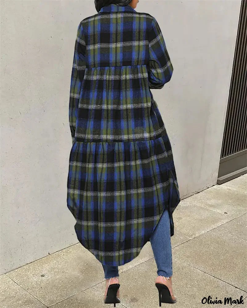 Deanwangkt - Checked Curved Hem Button Down Longline Jacket - Deanwangkt