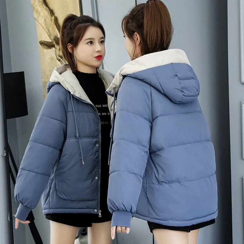 Christmas Gift Deanwangkt New Winter Jacket Women Coat Parkas Hooded Short Jackets Cotton Padded Parka Outwear Female Thick Warm Jacket Coats P786 - Deanwangkt