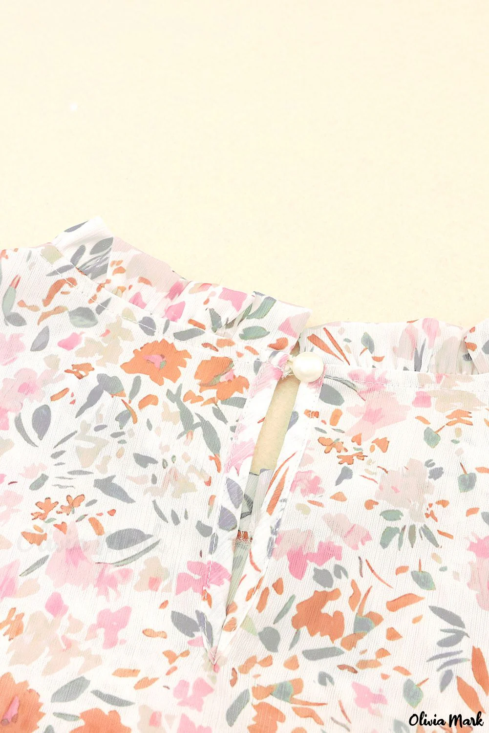 Deanwangkt - Floral Tie Neck Long Sleeve Crinkle Blouse - Deanwangkt