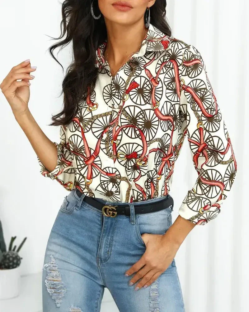 Deanwangkt - Chain Print Long Sleeve Shirt - Deanwangkt