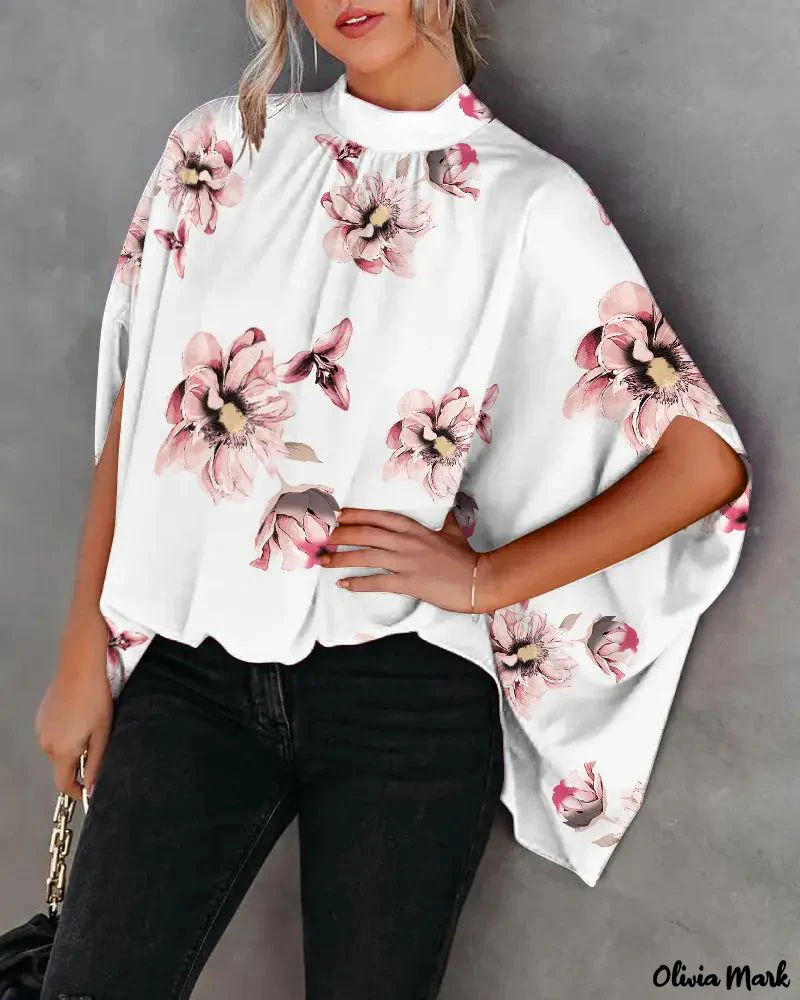 Deanwangkt - Relaxed Batwing Sleeve Floral Print Top - Deanwangkt
