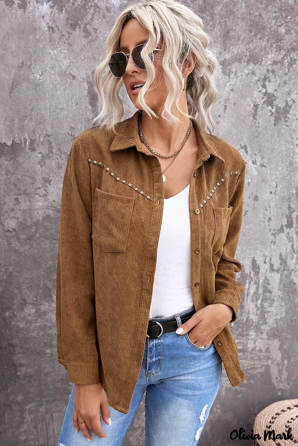 Deanwangkt - Beige corduroy buttoned long sleeve shirt with pockets - Deanwangkt