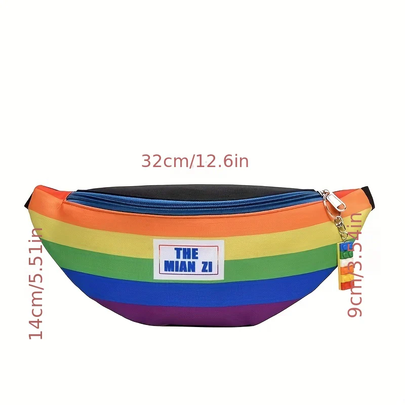 Rainbow Design Fanny Pack, Trendy Chest Bag, Women's Casual Crossbody Bag For Outdoor - Deanwangkt