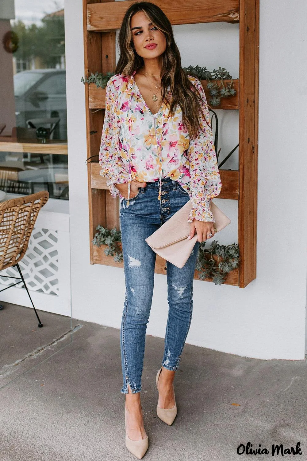 Deanwangkt - Cakewalk Rose Floral Smocked Blouse - Deanwangkt