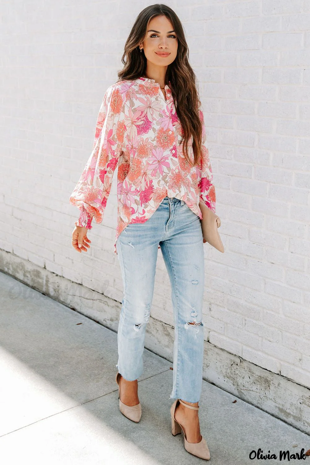 Deanwangkt - Pink floral blouse with balloon sleeves - Deanwangkt