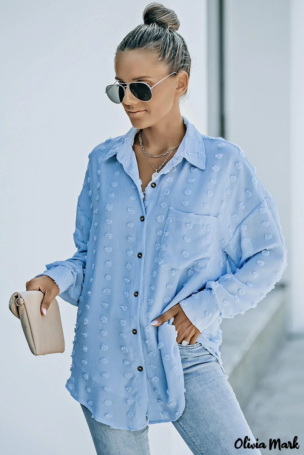 Deanwangkt - Green Polka Dot Long Sleeve Button Pocket Shirt - Deanwangkt