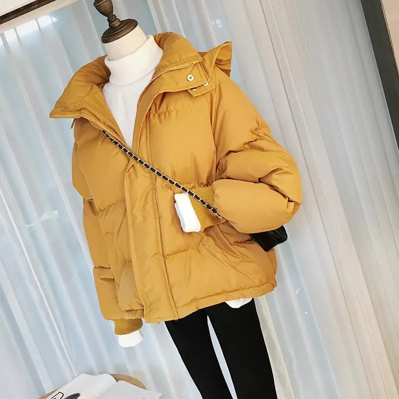 Christmas Gift Deanwangkt New Short Winter Jacket Women Warm Hooded Down Cotton Jacket Parkas Female Casual Loose Korean Cotton-padded Coat Outwear - Deanwangkt