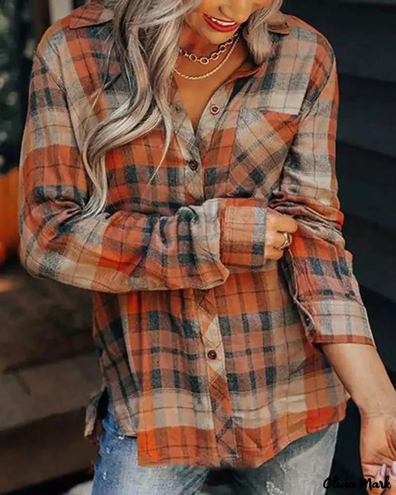 Deanwangkt - Plaid Print Long Sleeve Button-Up Shirt - Deanwangkt