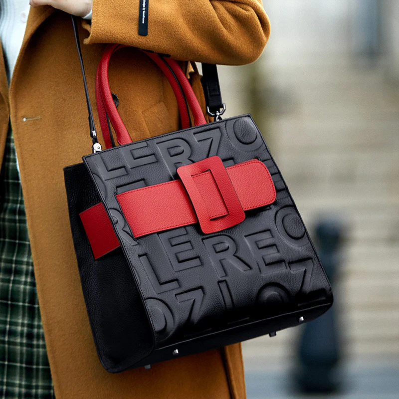 deanwangkt-1 Letter Embossed Tote Bag, Women's Fashion Handbag With Zipper, Elegant Shoulder Bag With Adjustable Strap - Deanwangkt