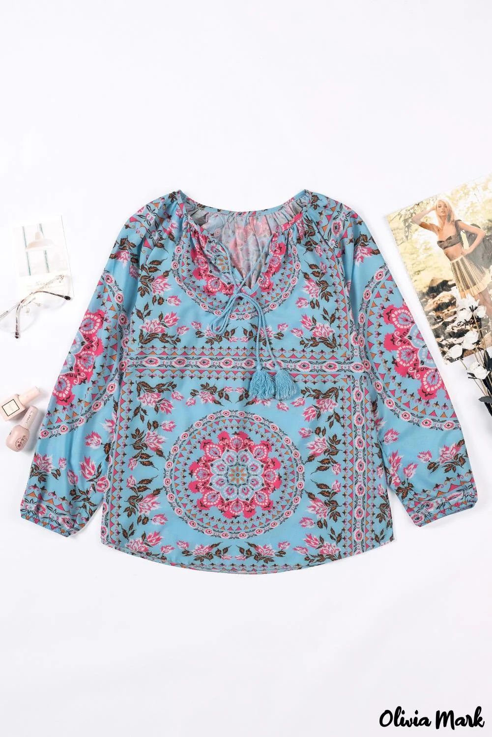 Deanwangkt - Multicolor Peasant Blouse With Floral Print - Deanwangkt