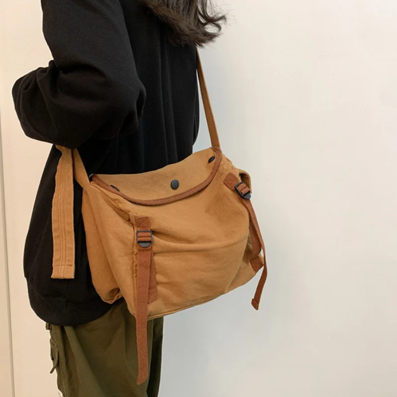 Vintage Casual Solid Color Crossbody Bag, All-Match Messenger Shoulder Bag, Large Capacity Storage Bag - Deanwangkt