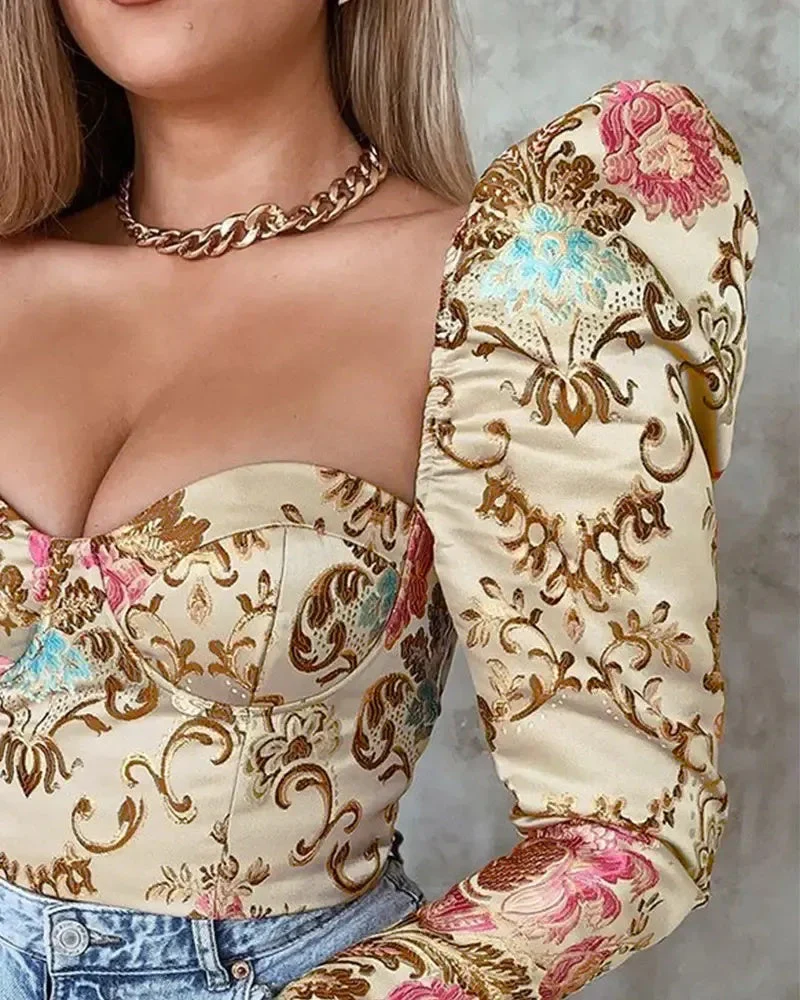 Deanwangkt - Floral Puff Sleeve Top - Deanwangkt