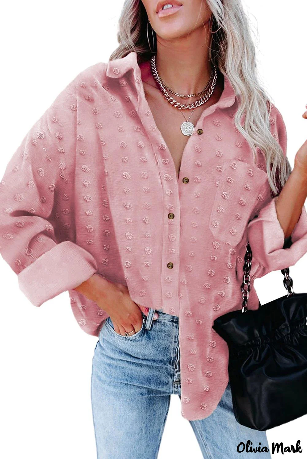 Deanwangkt - Green Polka Dot Long Sleeve Button Pocket Shirt - Deanwangkt