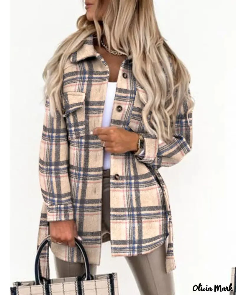 Deanwangkt - Plaid shirt with long sleeves and buttoned pocket with belt - Deanwangkt