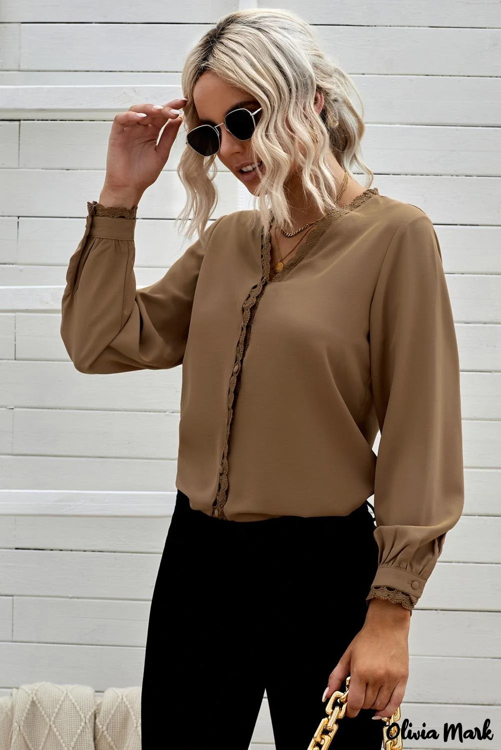 Deanwangkt - Black Crochet Lace Button Down Long Sleeve Shirt - Deanwangkt