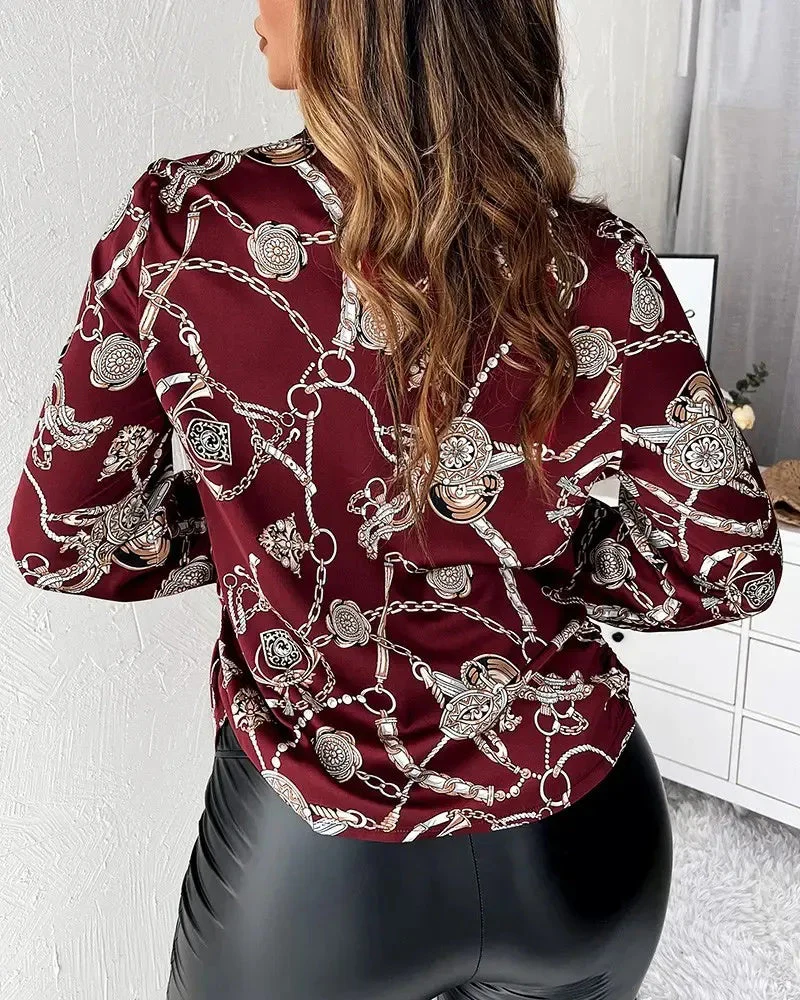 Deanwangkt - Baroque Print Cowl Neck Long Sleeve Top - Deanwangkt