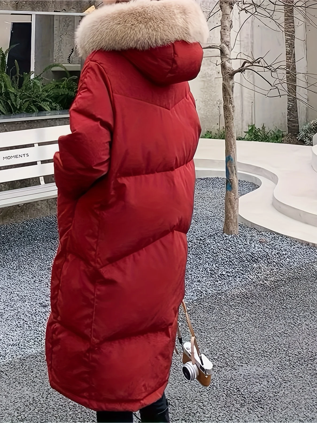 Fuzzy Trim Warm Hooded Coat, Casual Open Front Long Sleeve Winter Outerwear, Women's Clothing - Deanwangkt