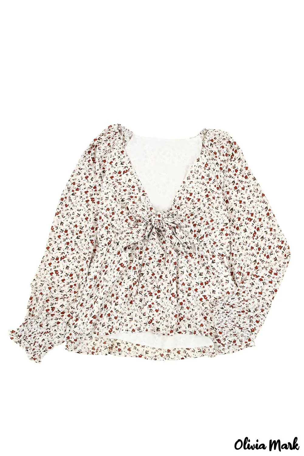 Deanwangkt - Brown Floral Ruffle Long Sleeve Blouse - Deanwangkt