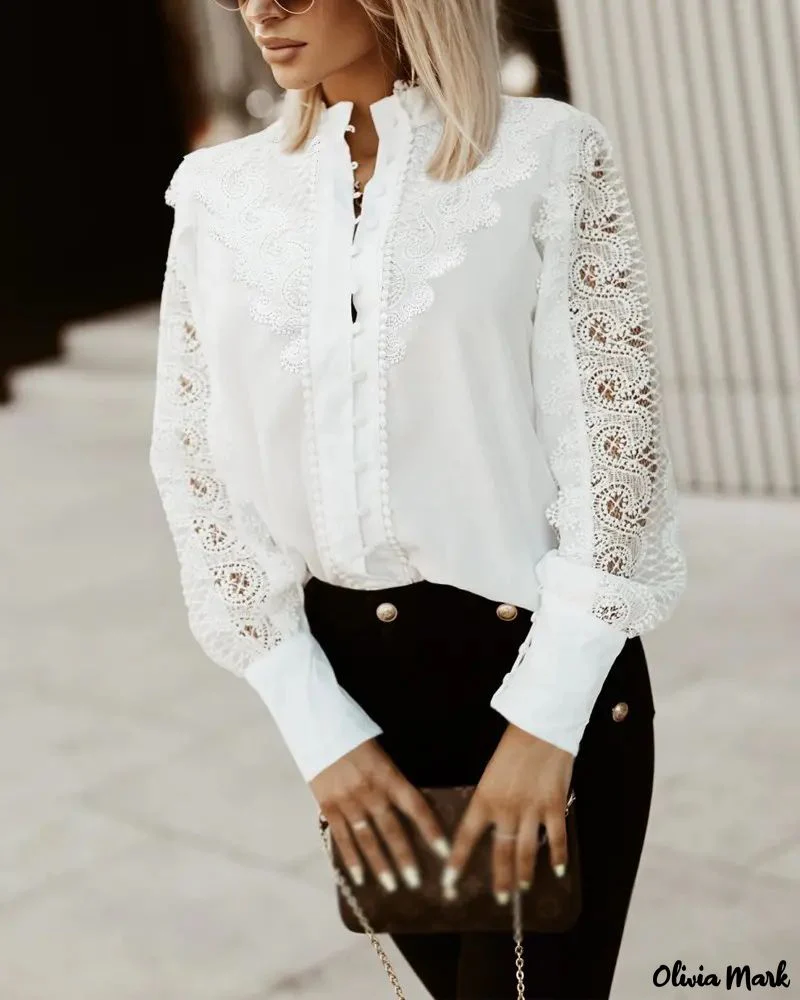 Deanwangkt - Contrast Lace Long Sleeve Shirt - Deanwangkt