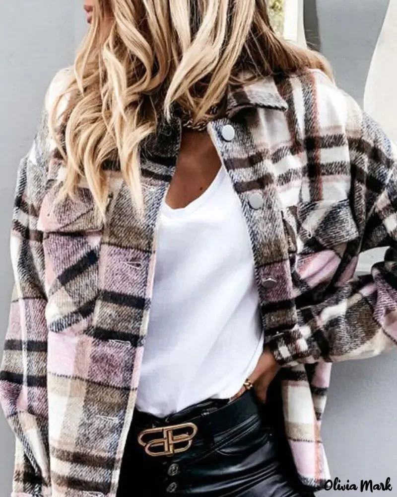 Deanwangkt - Long Sleeve Plaid Button Up Jacket - Deanwangkt