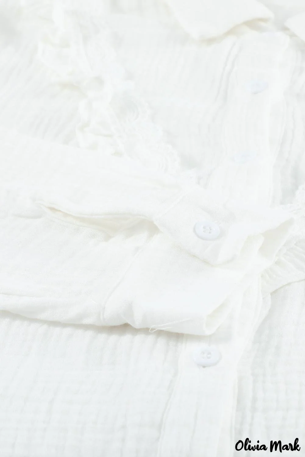 Deanwangkt - White Ruffle Crinkle Long Sleeve Shirt - Deanwangkt